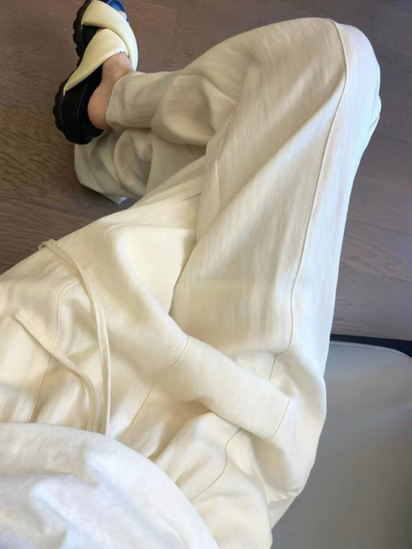 Tencel linen lined wide-leg pants for women, high-waisted, slim and drapey, new style casual mopping pants