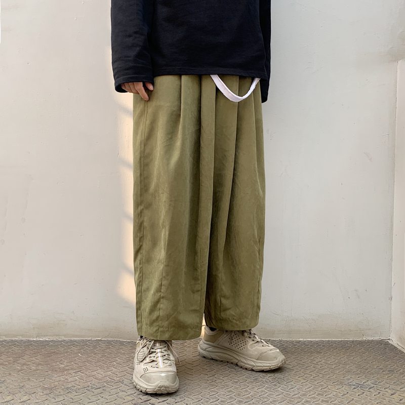 Japanese straight wide-leg pants, loose bloomers, falling oversiz casual nine-point pants