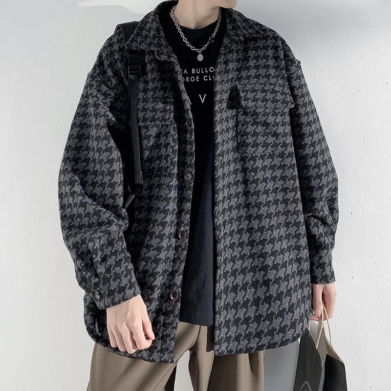 Special batch P59 no price difference 24 autumn high-end shirt jacket houndstooth lapel woolen jacket for men