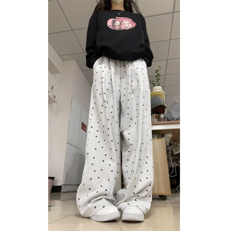 Haruno Kazumi floral Yamamoto pants women's loose straight spring and autumn 2024 new American style sweatpants