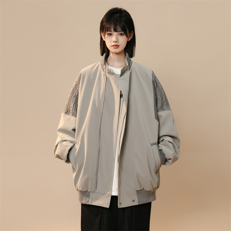Neutral spring and autumn design patchwork jacket
