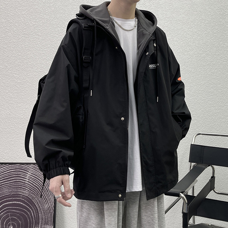 Fake two piece casual jacket men's spring and autumn large size student workwear loose