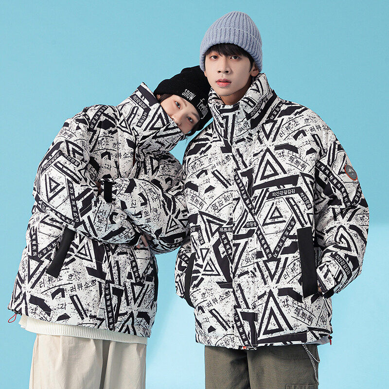 New winter warm and cold-resistant Hong Kong style loose down jacket thickened coat couple outfit