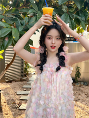 Romantic princess petal suspender dress