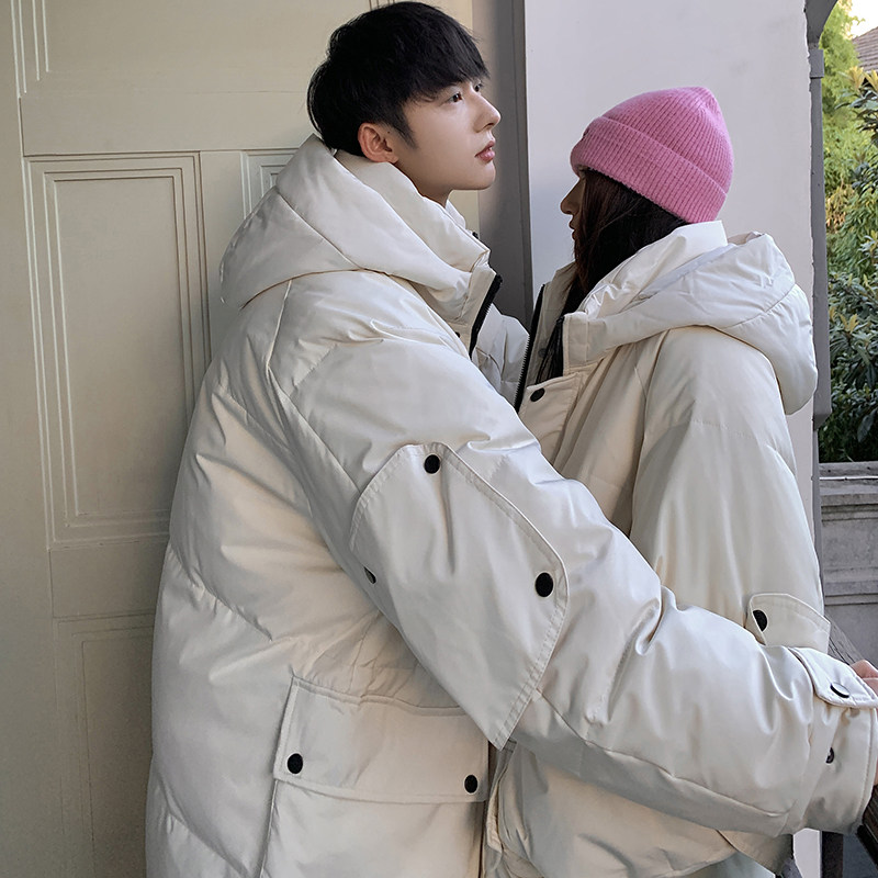 Down jacket men's new winter Hong Kong style loose mid-length down jacket