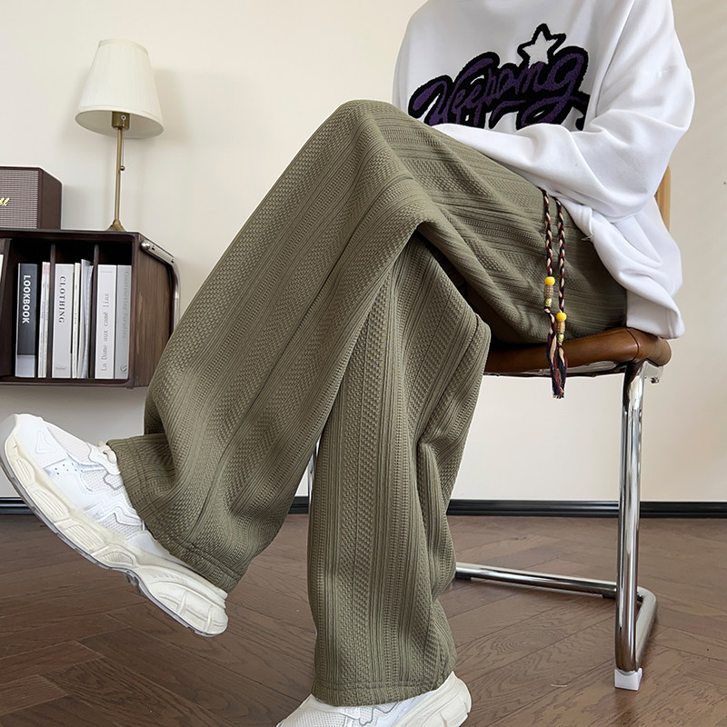 Autumn and winter wheat ear pattern jacquard thin line straight pants M-5XL