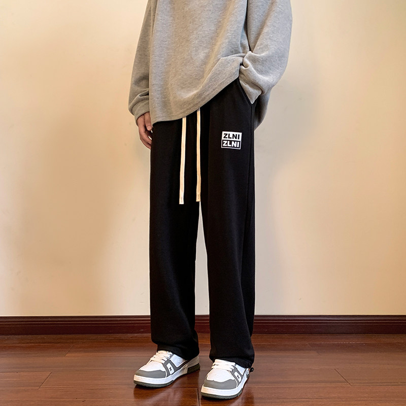 Hong Kong style large size printed casual pants, trousers, floor-length sweatpants