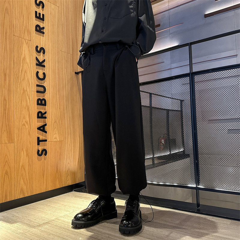 Spring Newport style drawstring trousers men's drapey casual pants loose large size trousers