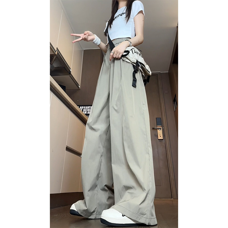 For video ~ Yamamoto pants couple summer wide leg ice silk pants
