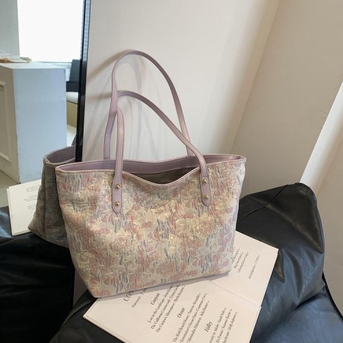 Large bag for women 2024 new summer design versatile shoulder bag cloth bag college student commuting tote bag for women
