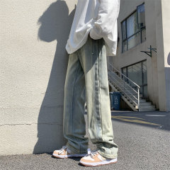 American high street jeans for men Korean style trend dyed yellow mud autumn and winter ins loose trousers