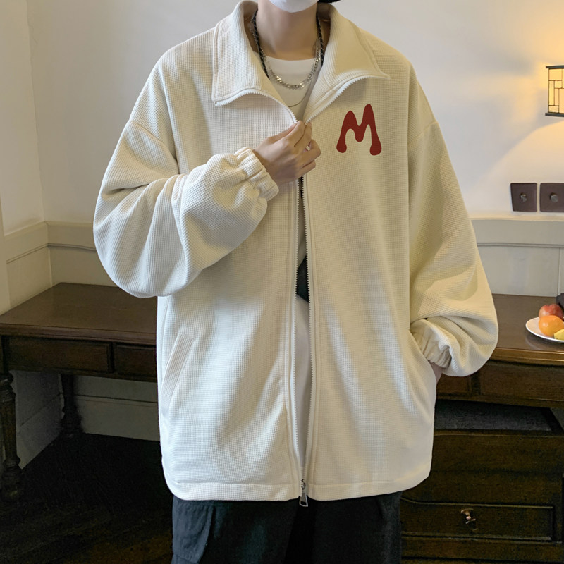 Waffle!  Cardigan men's coat men's jacket men's loose waffle top men's Hong Kong style