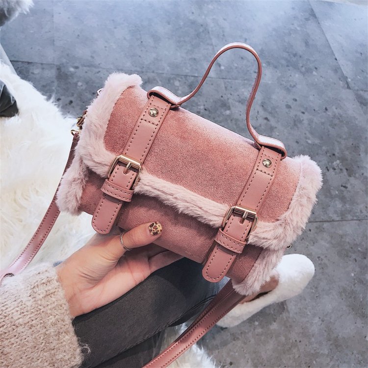 Autumn and winter plush bags for women, new high-end Cambridge bags, niche design, plush cross-body bags, versatile mobile phone bags for women