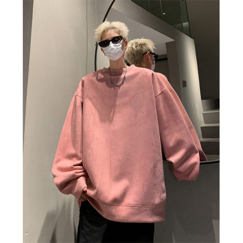 Heavy 420g deep stock high quality second-open suede crew neck sweatshirt loose jacket