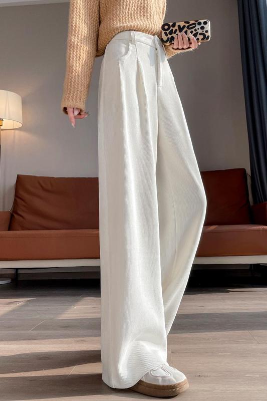 Ankora red chenille wide-leg pants for women in autumn and winter new high-waist drape small European cotton velvet straight pants