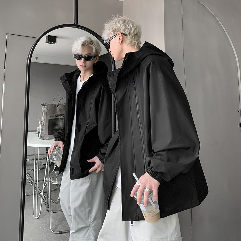 Hong Kong style American trendy loose versatile hooded jacket jacket for men