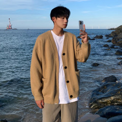 Retro Japanese style lazy style V-neck sweater jacket trendy brand men and women loose casual sweater