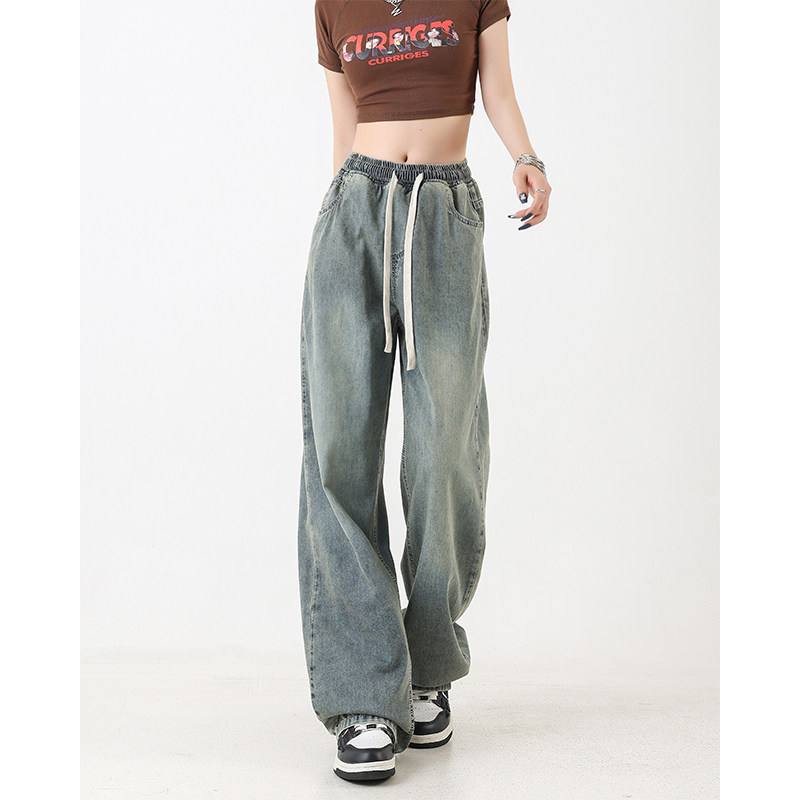 Light color jeans for men summer straight casual loose trendy brand wide leg pants for men
