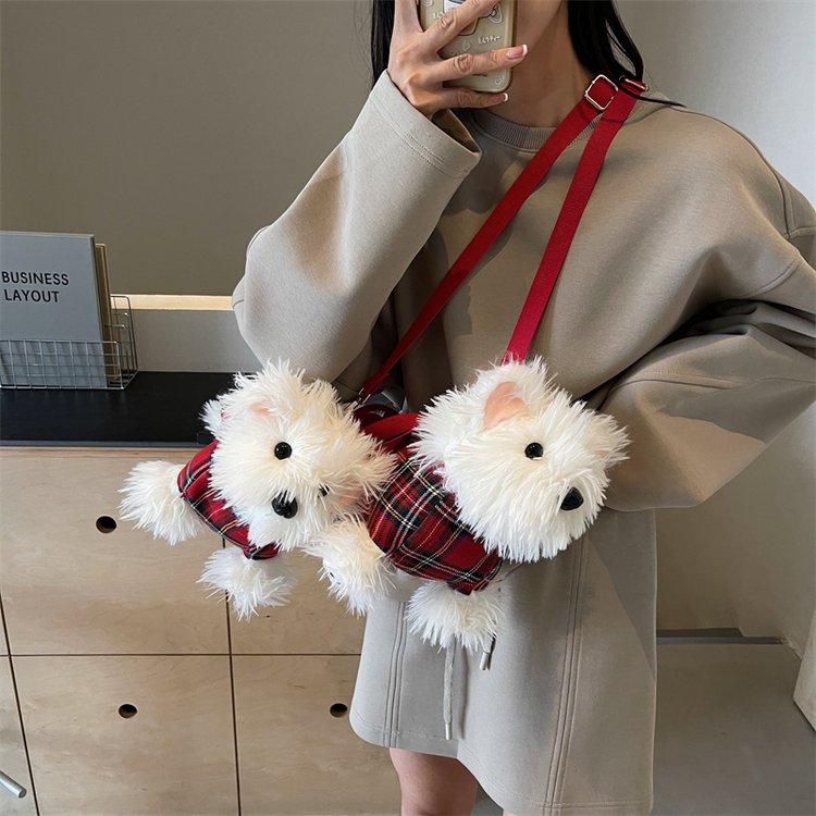 UK Edinburgh West Highland puppy bag women's crossbody shoulder handbag simulation doll handmade gift gift