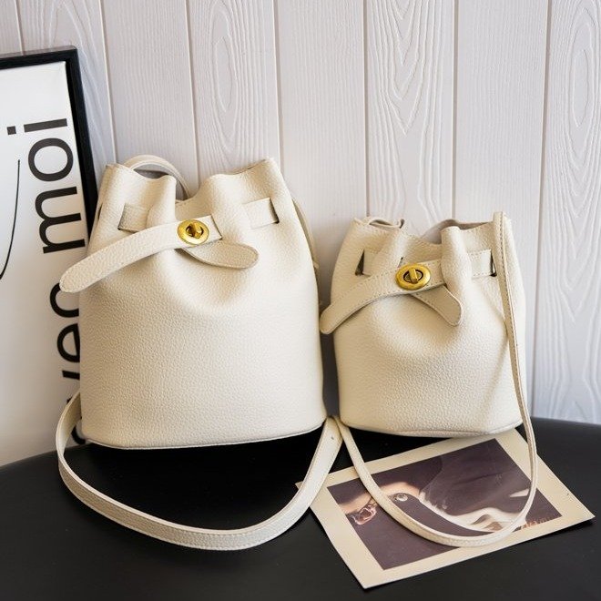Shisanhang Factory Direct Sales Processing Texture Korean Fashion Solid Color Bucket Bag