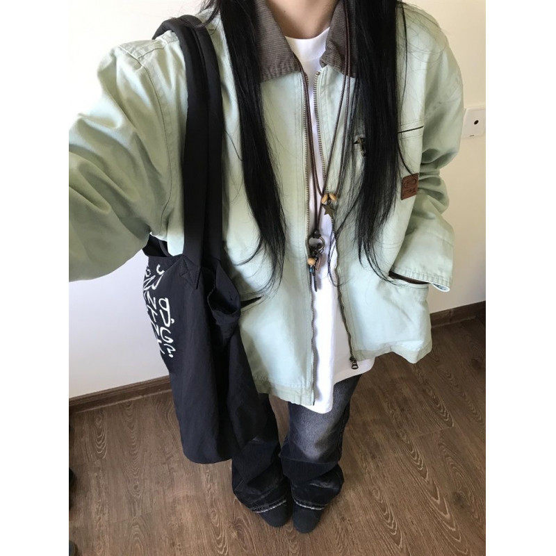 American retro niche cleanfit workwear lapel baseball jacket