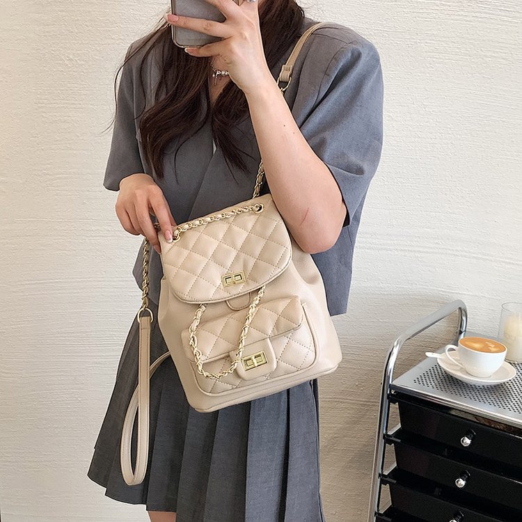 CHARHP&KEJNT authentic Korean version new rhombus chain bag retro casual versatile backpack