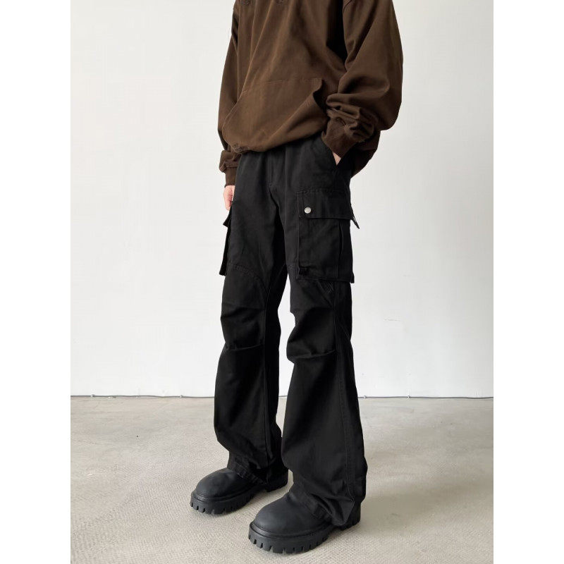 High Street vibe multi-pocket overalls men's washed pure cotton Japanese style loose casual functional paratrooper pants
