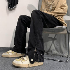 Autumn and winter American ins high street niche zipper jeans