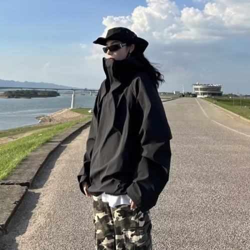 Black Warrior Jacket Men's Autumn Casual Jacket Loose Outdoor Mountaineering Workwear Jacket