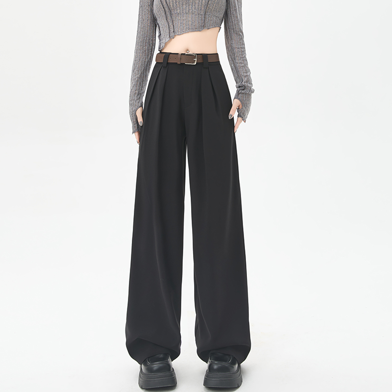 Suit trousers for women in autumn, high-waisted, slim, high-end, drapey, casual trousers, floor-length wide-leg long trousers