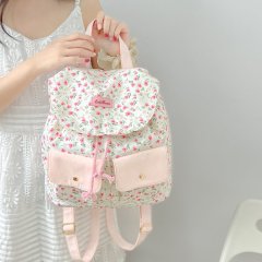 Cute Girl Crush Flower Canvas Backpack 2024 New High-Looking and Large-Scale School Bag Casual Backpack Bag