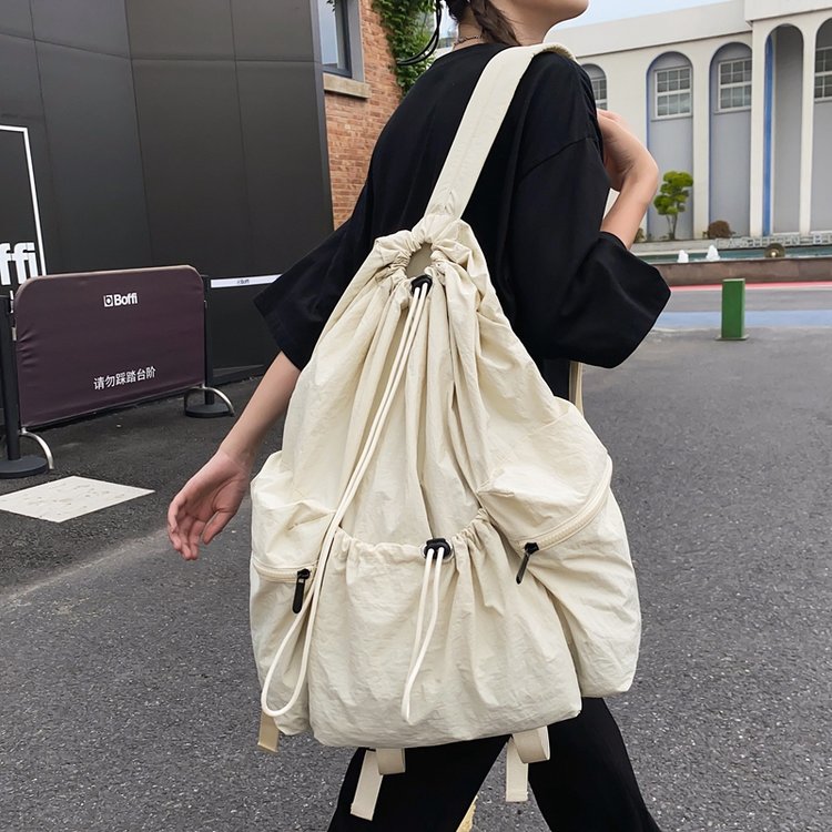 Bags for women, new Korean version, large-capacity, high-end, lightweight backpack, casual niche, wrinkled women's backpack