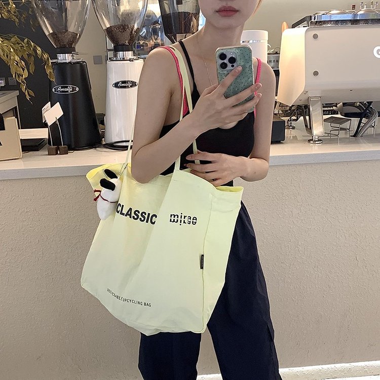 2024 new large-capacity canvas bag LOWCLASSIC Korean version portable shoulder bag Tongle simple shopping bag