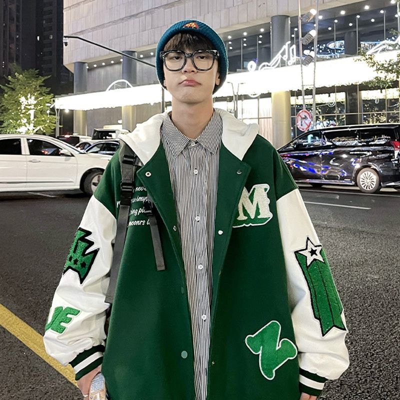 Stitching contrasting color baseball uniform men's jacket spring and autumn handsome boy jacket cotton jacket