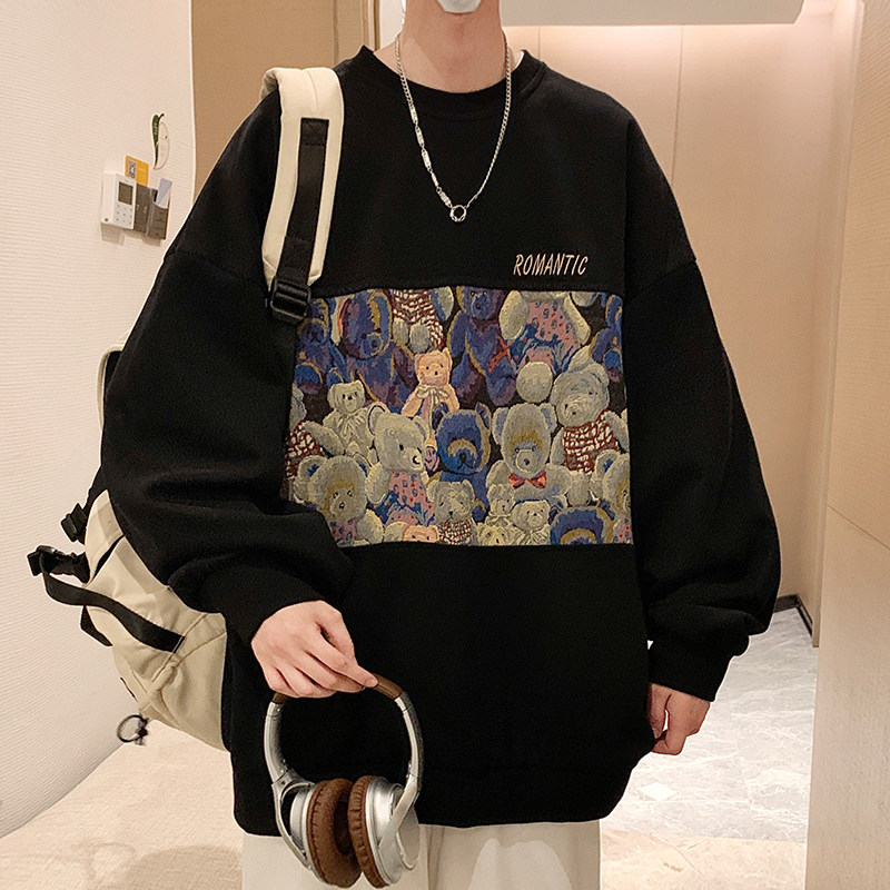 Autumn new style Hong Kong style outdoor large size 320g Chinese cotton sweatshirt