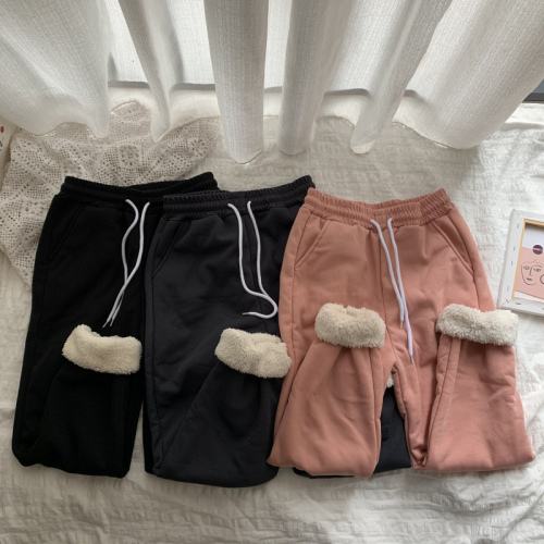 Women's fleece trousers, loose leggings, winter thickened sherpa warm casual sports pants