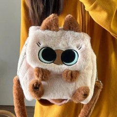 Cute Cartoon Adzuki Cat Plush Backpack 2024 New Large Capacity Versatile Student Backpack Commuting Crossbody Bag