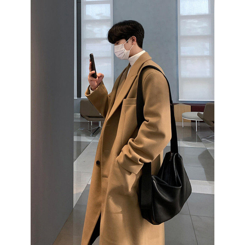 Thick woolen coat, college style woolen coat, windbreaker