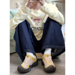 230g combed cotton back collar pure cotton raglan sleeves loose printed raglan long sleeve t-shirt for women spring and autumn