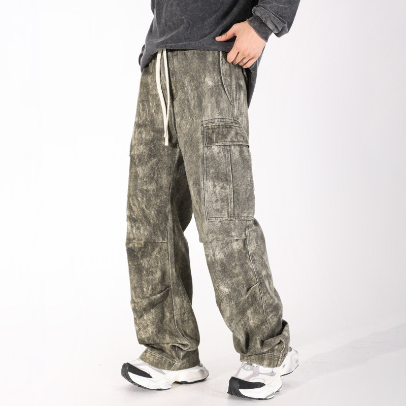 Heavy new work pants men's loose straight casual trousers
