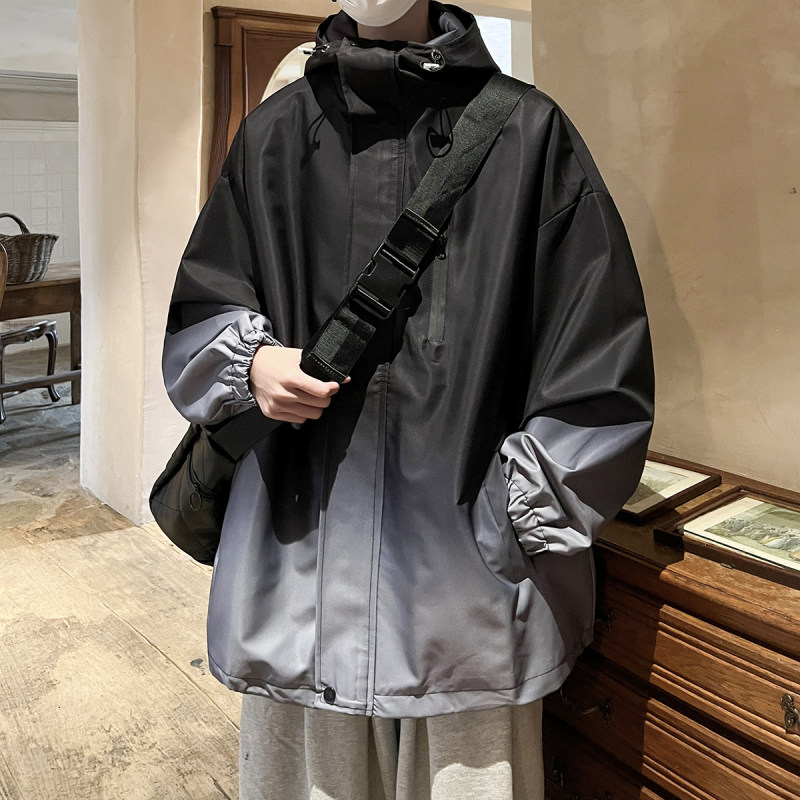 Hong Kong style mountain style waterproof jacket gradient color jacket for men