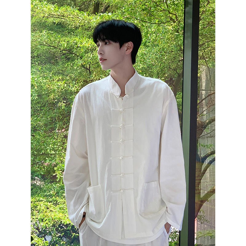 New Chinese style retro Tang suit Chinese style stand collar Zhongshan shirt
