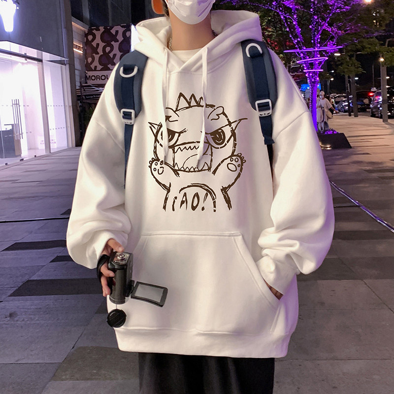 Hong Kong style chic trendy brand sweatshirt spring and autumn pure cotton lazy style hoodie youth jacket