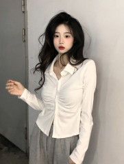 Early autumn new style small lapel slim fit pure lust style long-sleeved T-shirt