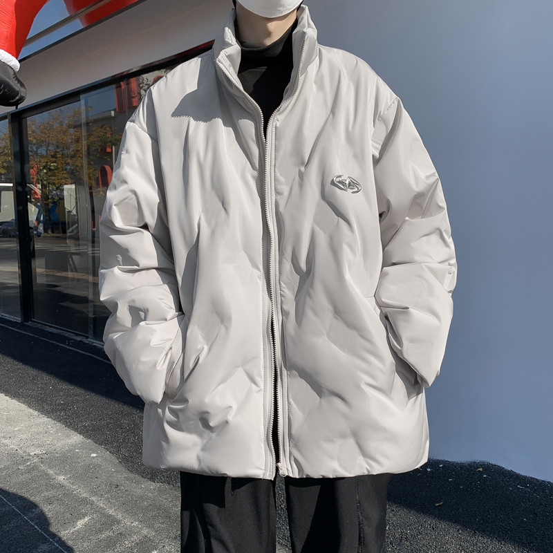 Winter new casual versatile simple solid color stand collar small Oxford waterproof cotton coat