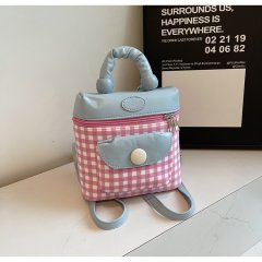 2024 New Sweet Girly Pink Shoulder Crossbody Bag Contrast Color Casual Handheld Small Backpack Cute Student Small School Bag