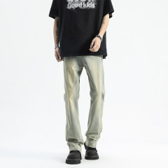 Spring new high street American large size high street micro-boot zipper jeans