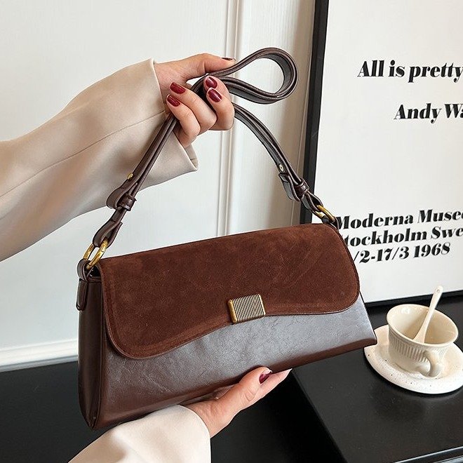 Cross-border retro niche commuter armpit bag women's bag 2024 new leopard print shoulder bag fashion frosted handbag