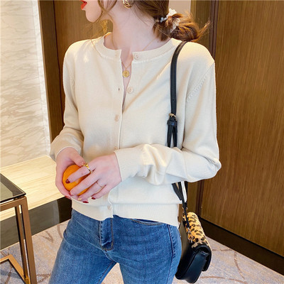 Knitted Cardigan Women's Internet Celebrity Sweater Jacket Spring and Autumn Loose Outerwear Black Short Outer Top