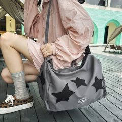 y2k bag irregular star silver yoga crossbody bag shoulder bag women's large capacity fitness tote bag shoulder bag